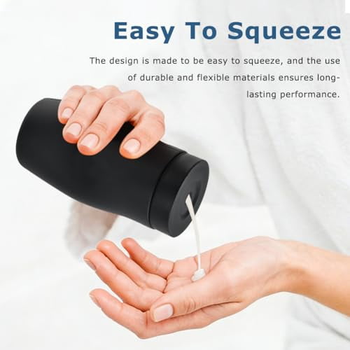 Dish Soap Squeeze Bottle, Silicone Dish Soap Dispenser for Kitchen and Bathroom(Color:Black)