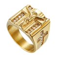 thumbnail image 7 of Opvise Chic Jesus Cross Carved Cubic Zirconia Inlaid Ring Unisex Wedding Jewelry Gift, 7 of 7