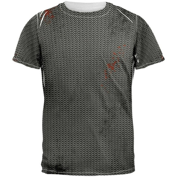 Halloween Battle Damage Chainmail Costume All Over Adult T-Shirt - Small