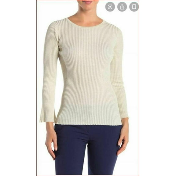 new Catherine Malandrino women sweater MC700914 white gold lurex XS $78