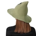 thumbnail image 3 of GPOECD Witch Style Wool Knit Bucket Hat For Halloween Party And Daily Sun Green,One Size, 3 of 9