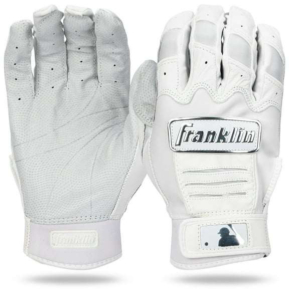Franklin Sports MLB Batting Gloves - CFX Pro Chrome Adult Men's Youth Batting Gloves Pair - Baseball Softball Gloves - White - Youth Large