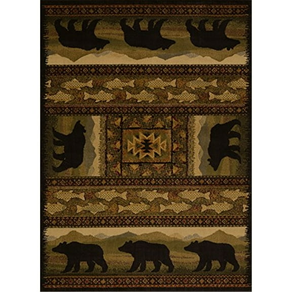 United Weavers Essence Kodiak Lodge Black Woven Polypropylene Area Rug