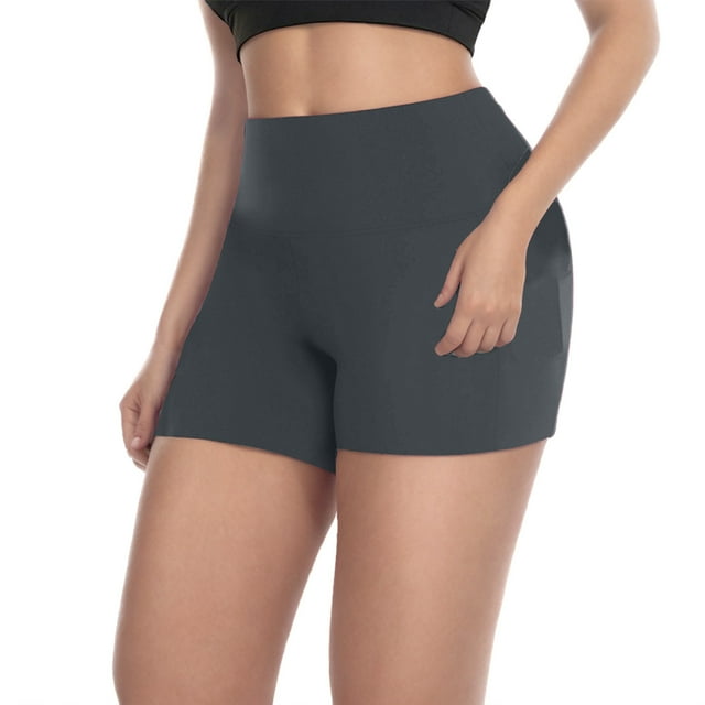 Timegard Womens Shorts Plus Size High Waist Stretch Comfy Skinny Gym Yoga Shorts Workout Solid Color