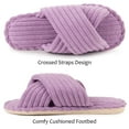 thumbnail image 5 of Spencer Women's Fuzzy Slippers Cross Band Memory Foam House Slippers Open Toe Slides Indoor / Outdoor Shoes, Black, 5 of 11