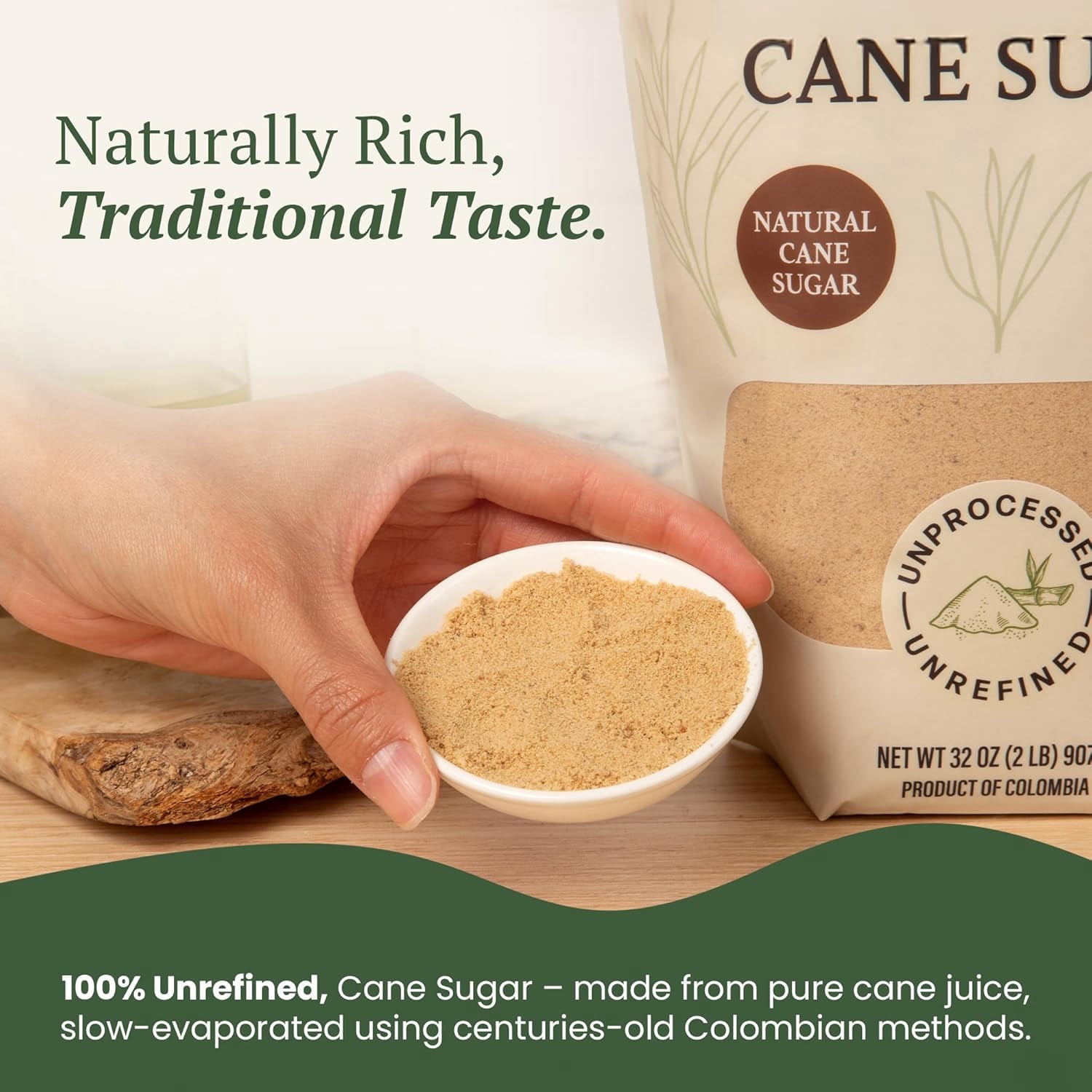 Dolca Panela Sugar – Natural Unrefined Evaporated Cane Juice – Granulated Cane Sugar - Rich Caramel Flavor – Brown Sugar 1:1 Alternative for Coffee, Tea & Baking