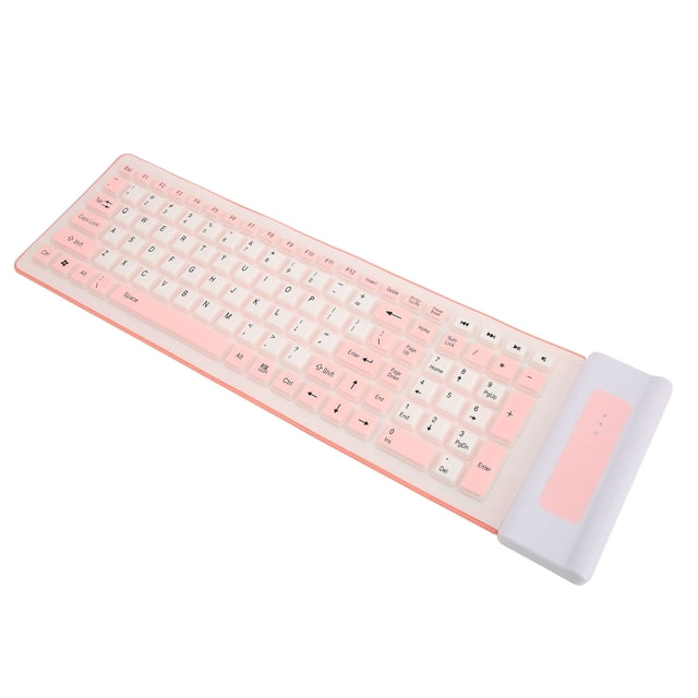 Soft Silicone Keyboard, 2.4G Cordless 107 Keys Waterproof Oilproof Folding Keyboard, Bright Color Ergonomic Design Keyboard, Fully Silent Using