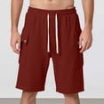 thumbnail image 2 of OSOLU Men's Summer Fashion Solid Color Buckle Cargo Shorts Loose Sports Sweatpants Knee Length Daily Relaxed Fit Breathable Bottoms, 2 of 8