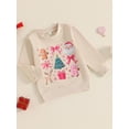 thumbnail image 4 of Kids Toddler Girls Sweatshirt,6 12 18 24 Months 2T 3T 4T Long Sleeve Crew Neck Bow Print Pullover Hoodie Christmas Costume, 4 of 8