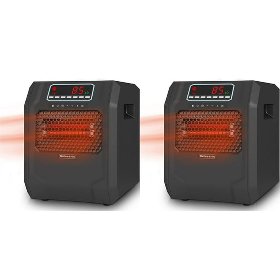 VOLTORB Electric Radiant Space Heater w/3 Heat Settings, Black (2 Pack)