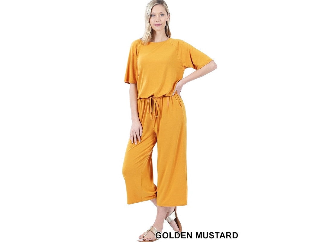 SHORT SLEEVE CAPRI JUMPSUIT WITH 