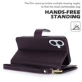 thumbnail image 6 of For iPhone 16 Plus 6.7" Wallet Case Leather Magnetic Flip Cover with Card Slots, RFID Blocking, Kickstand, Anti-Drop TPU & Detachable Wrist Strap,Dark Purple,For iPhone 16 Plus, 6 of 7