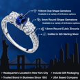 thumbnail image 2 of Gem Stone King 925 Sterling Silver 3-Stone Ring Oval Created Sapphire Moissanite (2.12 Cttw), 2 of 6