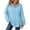 Blue, variant on THNCYX Women Waffle Knit Hooded Henley Shirts Drawstring Hoodies Long Sleeve Tops Loose Fit Casual Sweatshirt Fall Clothes