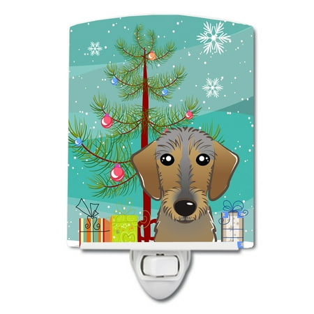 

Caroline s Treasures BB1605CNL Christmas Tree and Wirehaired Dachshund Ceramic Night Light 6x4x3 multicolor