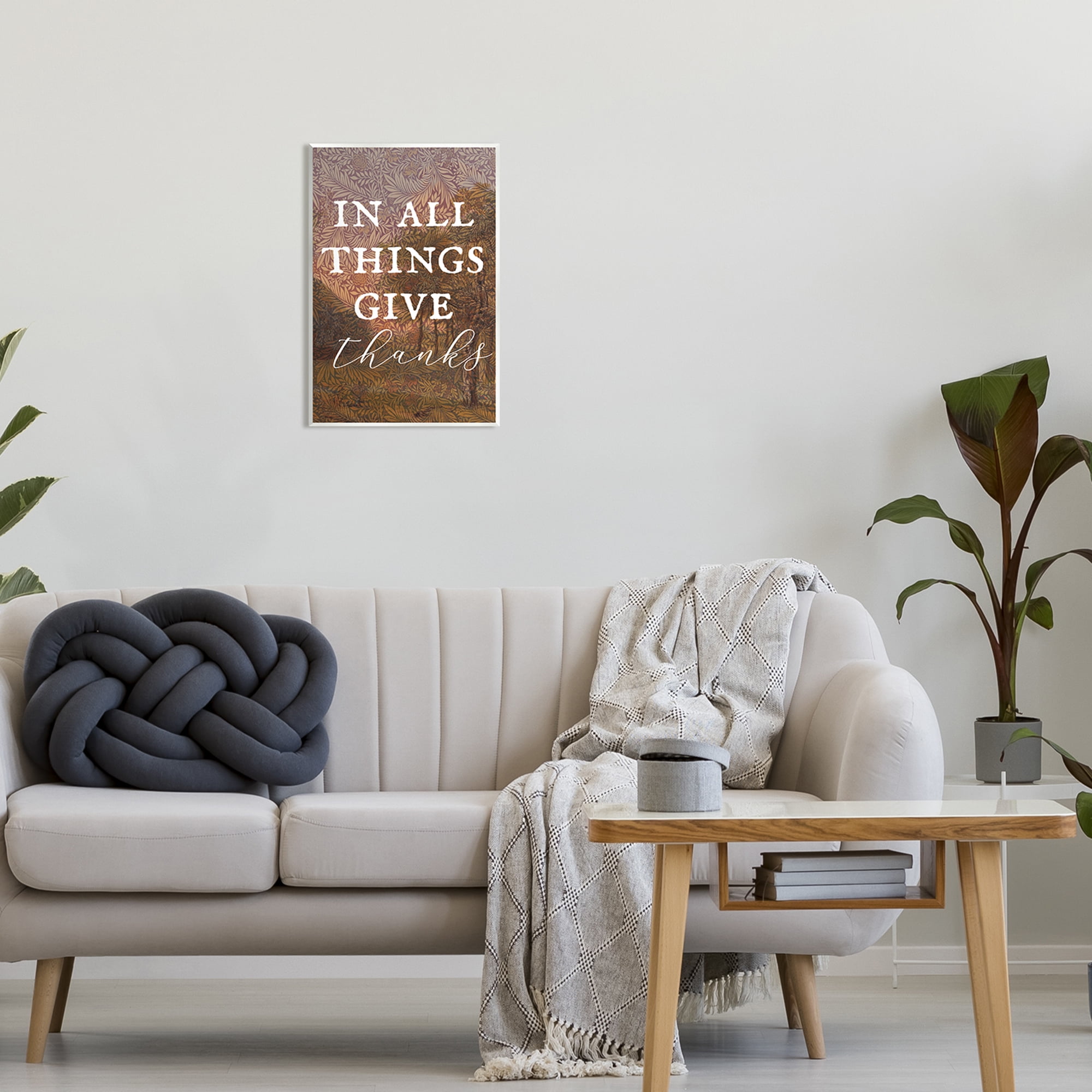 Stupell Industries Give Thanks Nature Pattern Nature Painting Unframed Art Print Wall Art, 13 x 19