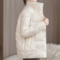 thumbnail image 4 of Lovskoo Womens Winter Coats Stand Collar Quilted Jacket Zipper Pocket Long Sleeve Cotton Padded Outerwear Beige, 4 of 5