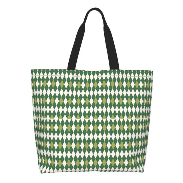 Fotbe Light Green Squares Bolsa Tote Estética de Lona con Estampado para Mujer - Bolsa Reutilizable de Hombro Casual para Vacaciones, Compras, Trabajo y Gimnasio