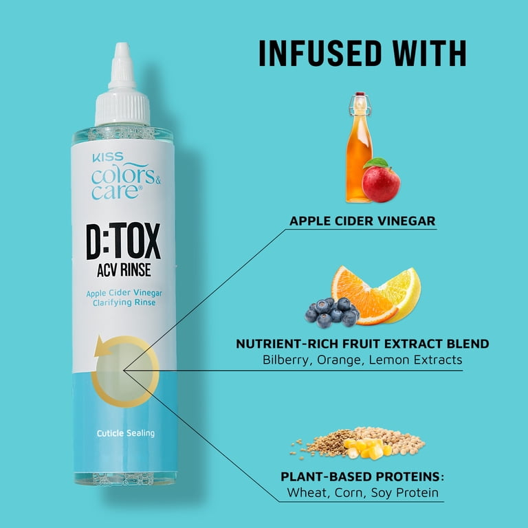 ams２boxes detoxDETSsss Kiss Colors & Care D:TOX Hair Detox ACV Rinse, Apple Cider Vinegar
