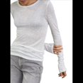 thumbnail image 3 of Camisas de Cuello Redondo para Mujer, Suéteres de Punto Ligeros de Larga, Blusas Casuales Transparentes M, 3 of 8