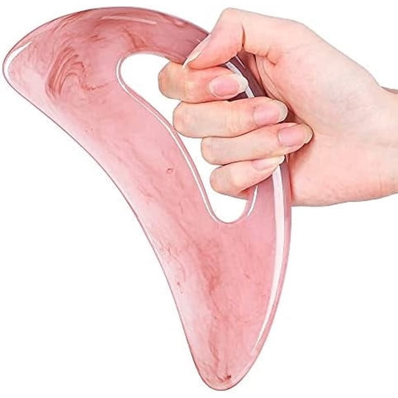 Gua Sha Massage Tool with Handle (Resin) Larger Guasha Scraping Tool for Back Neck Face Leg Massage, Lymphatic Drainage, Cellulite Remove