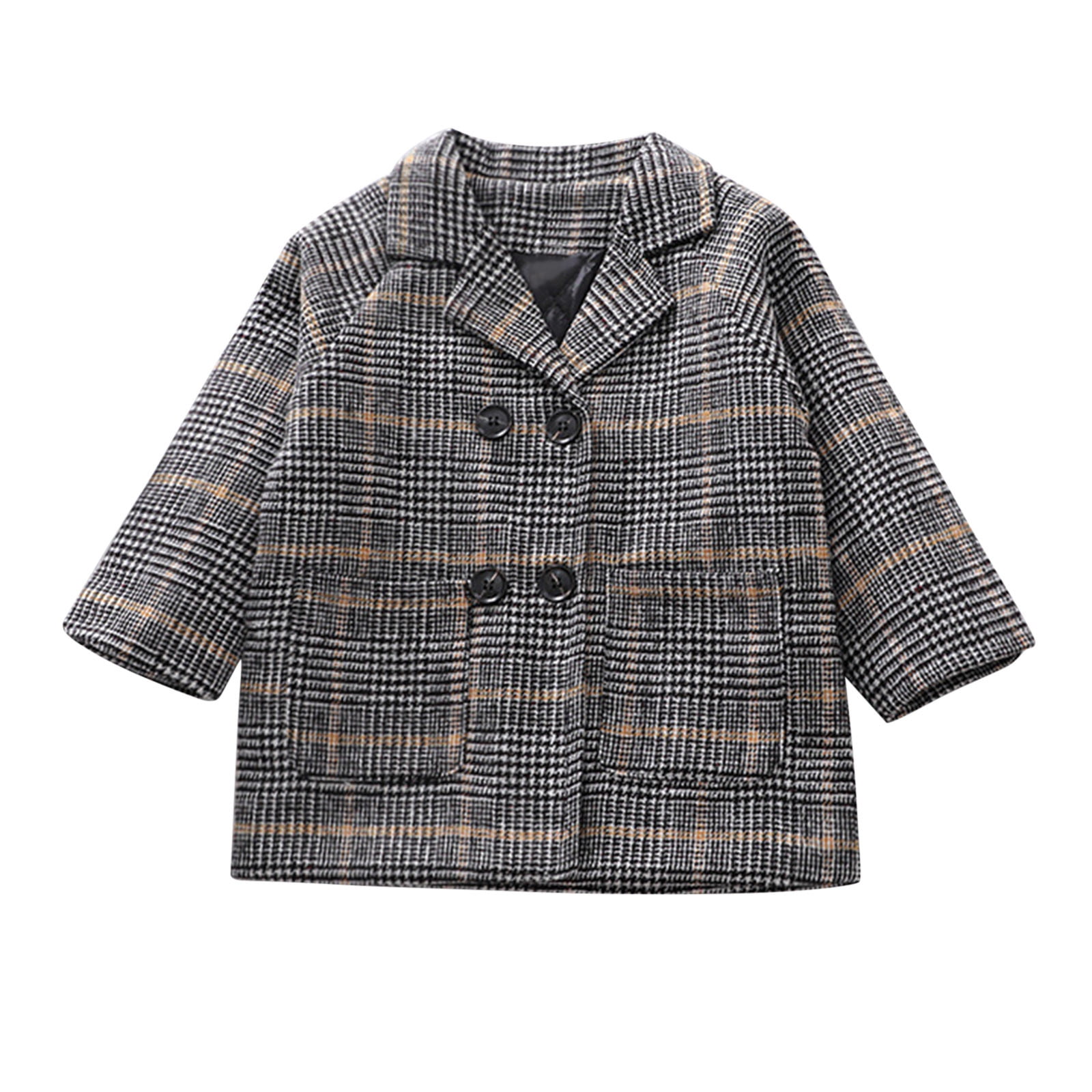Toddler Kids Baby Girls Boys Plaid Coat Elegant Notched Collar