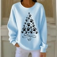 thumbnail image 2 of QQAMB Women's Christmas Sweatshirts Tree Graphic Print Sweatshirts Casual Long Sleeve Crewneck Holiday Knit Pullover Tops Light Blue XL, 2 of 3