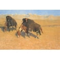 thumbnail image 2 of Remington, Frederic 14x11 White Modern Wood Framed Museum Art Print Titled - Indians Simulating Buffalo, 2 of 4