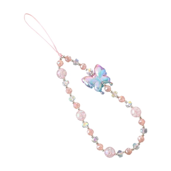 Cordón de cuentas para teléfono, correa para teléfono, accesorio para , muñequera decorativa con cuentas, multiusos, regalo ideal, Rosa