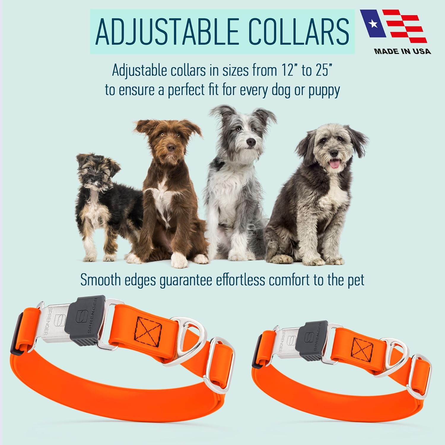Waterproof Dog Collar with  Stainless Steel Quick Release Buckle – Heavy Duty Tactical Durable Collar for Dogs – Comfortable and Safe Pet Collar W1 L 15-25"