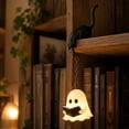 thumbnail image 2 of Halloween Night Light - Black Cat Hanging Ghost Reading Night Light, Whimsical Halloween Shelf Decor Lamp, Ornament Light for Bookshelf Tabletop Home Holiday Decoration by XSAOP, 2 of 5