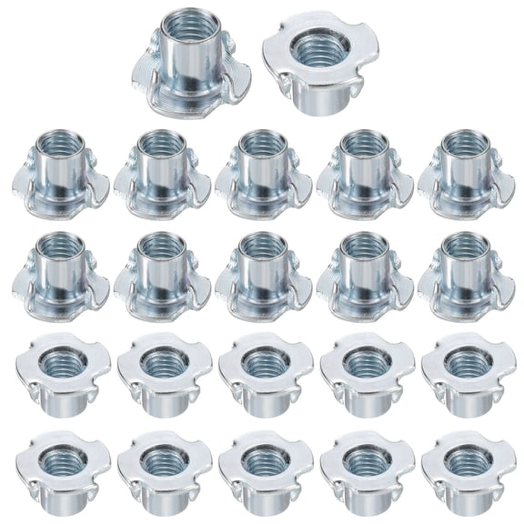 M12x17mm T-Nuts 4 Pronged 1.1" x 0.67" Tee Nut Carbon Steel Fully Thread 100packs