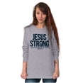 thumbnail image 4 of Jesus Strong Philippians 4:13 Bible Plus Size Long Sleeve Graphic Tee Shirt Brisco Brands 2X, 4 of 5