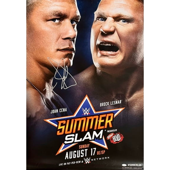 Brock Lesnar & John Cena Signed SummerSlam 40X27 Poster JSA Authenticated