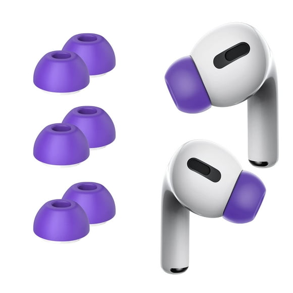 Lanwow Premium Memory Foam Tips for AirPods Pro & AirPods Pro 2nd Generation. No Silicone Eartips Pain. Anti-Slip Eartips. Fit in The Charging Case, 3 Pairs (S/M/L, Purple)