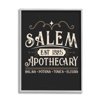 Stupell Industries Salem Apothecary Vintage Sign Graphic Art Gray Framed Art Print Wall Art, Design by Angela Nickeas
