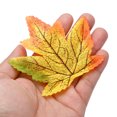 thumbnail image 4 of Uxcell Fake Fall Leaves, 300 Pack Artificial Maple Leaves Artificial Leaves Faux Style 7, Green Red Yellow, 4 of 6