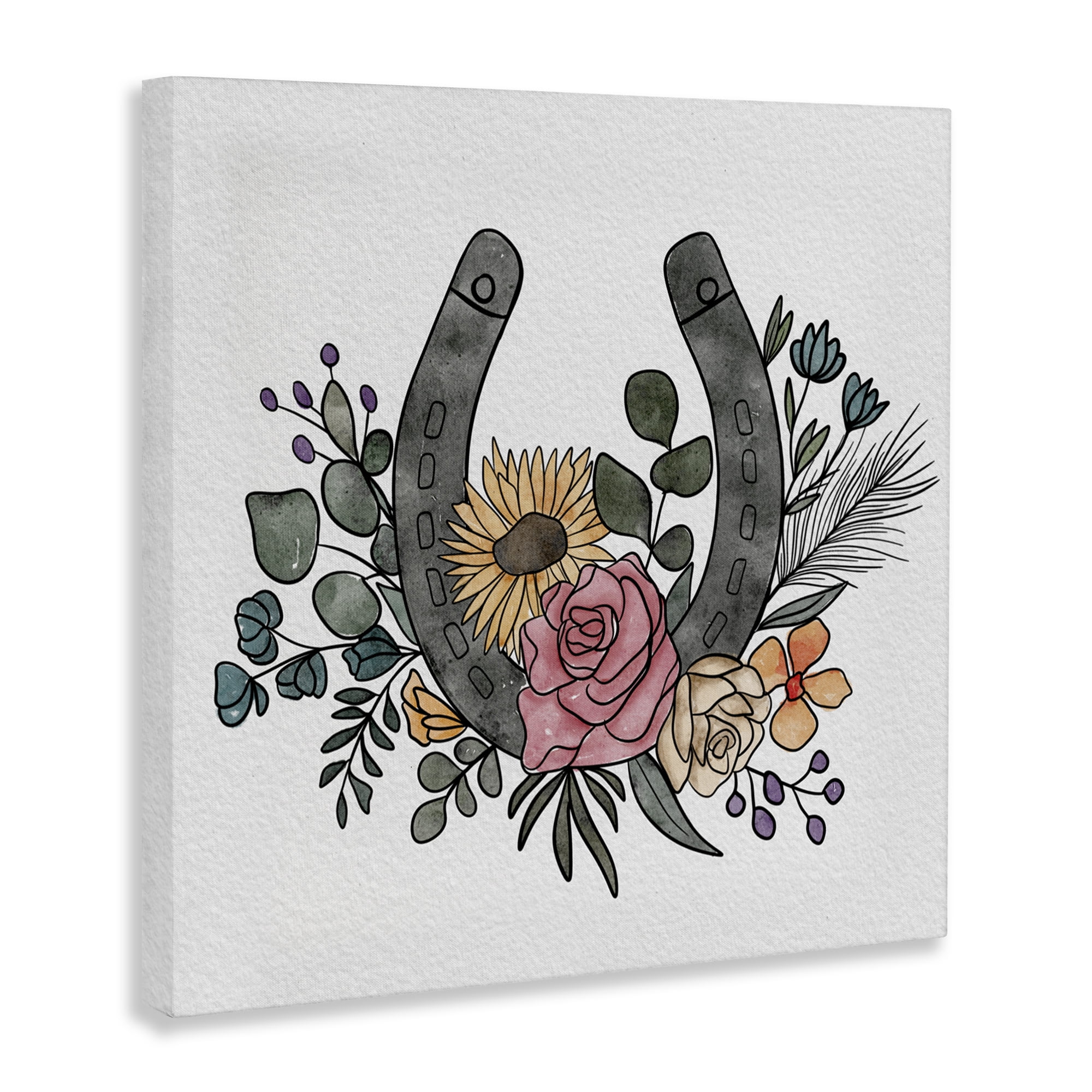 Stupell Industries Boho Floral Horseshoe Canvas Wall Art, design by Alisha Kiara Design