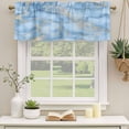thumbnail image 2 of Light Blue Marble Curtain Valances for Windows, Kitchen Valance Window Treatments Panel 2 Pack, Ink Painting Art Luxury Modern Rod Pocket Short Curtains for Bathroom Bedroom 42 x 12 Inch, 2 of 8