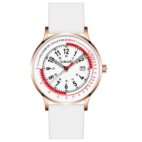 VAVC Nurse Watch with Pulsometer Scale Rose Gold Plated Medical Watch Gift for Nurses, Doctors, Students