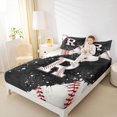 thumbnail image 4 of jejeloiu Monogrammed R Queen Sheet Sets,Baseball Lover Flat Sheet,Ball Sport Games Queen Fitted Sheet For Teens,Ultra Soft Bedroom Decor,4pcs, 4 of 7