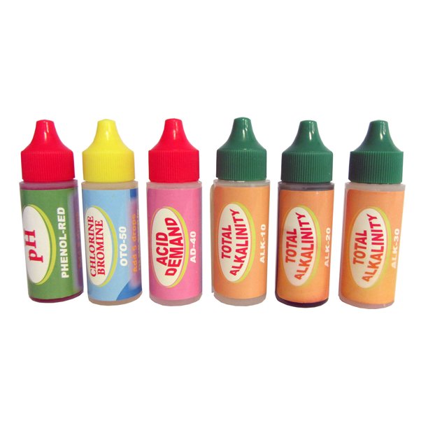 Refill bottles for Swimming Pool Water Test Kit Ch, Br, pH, Tot Alk