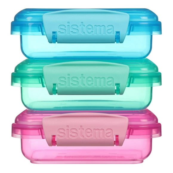 Sistema Lunch Collection Food storage Containers, Assorted Colours, 3 Pack