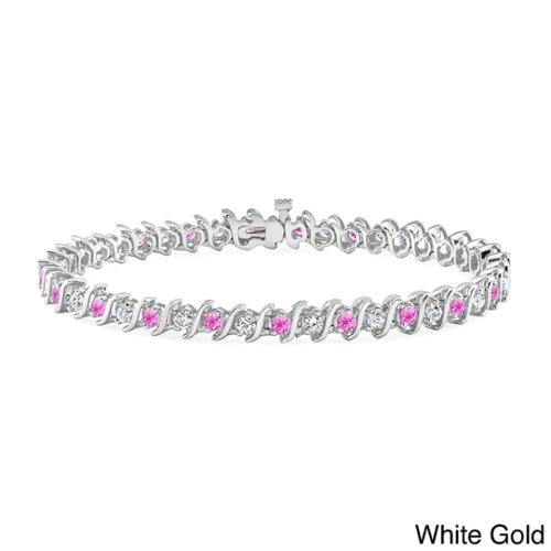 Auriya 14k Gold 2 1 2ct Pink Sapphire and 2 1 2ct TW Diamond Tennis Bracelet (H-I, SI1-SI2) by Overstock