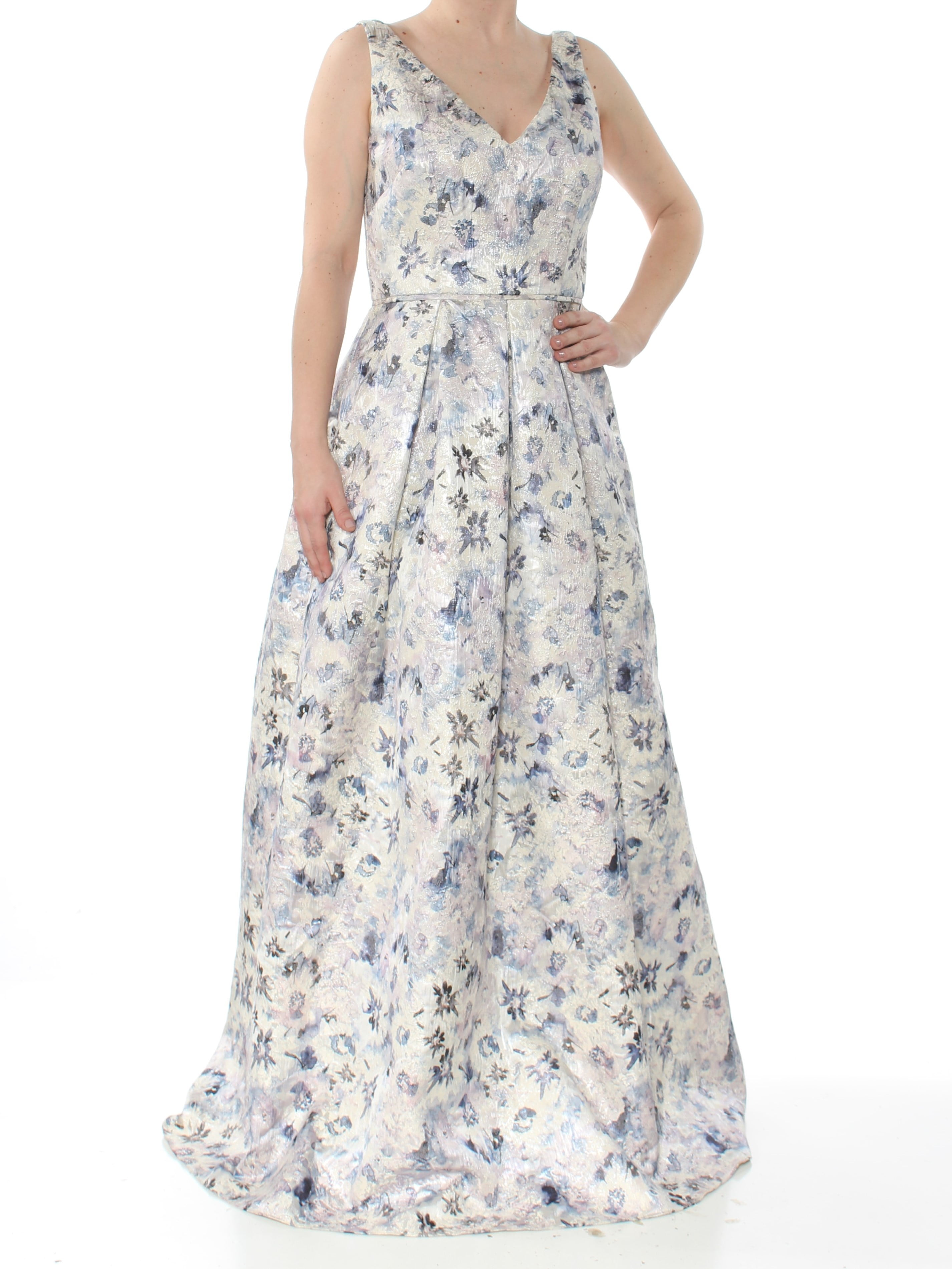 Js Collections - JS COLLECTION Womens Blue Metallic Ball Gown Floral ...