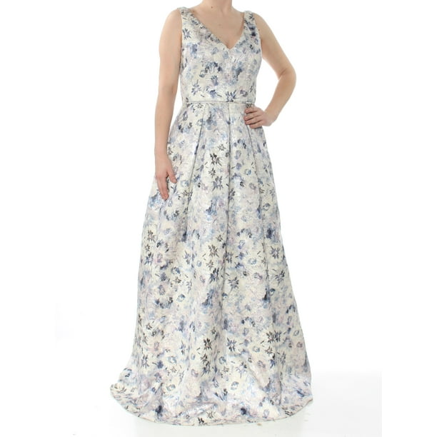 Js Collections - JS COLLECTION Womens Blue Metallic Ball Gown Floral