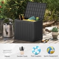 thumbnail image 4 of Resenkos Waterproof Patio Storage Container with Lockable Top, 25 Gallon Wicker Pattern Deck Box for Cushions Tools and Pool Accessories, Black, 4 of 7