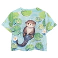 thumbnail image 2 of Uourmeti Otter Cute Crop Top for Girls 5-6Y Summer Short T-Shirt Lightweight Soft Crewneck Pullover Casual Sweatshirt, 2 of 5