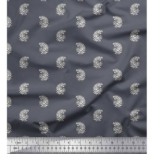 Soimoi Rayon Crepe Fabric Paisley Block Print Fabric by Yard 46 Inch Wide