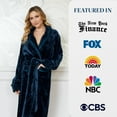 thumbnail image 5 of Lotus Linen Plush Robe for Women - Long Soft Fleece Bathrobe, Navy M/L, 5 of 11